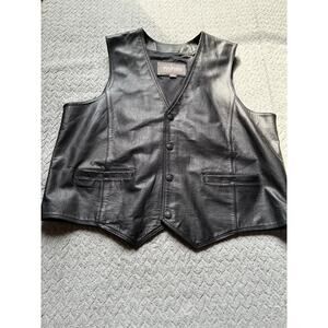 Vintage Wilson Leather Vest Men’s Size XL Y2K Biker Western Point Hem